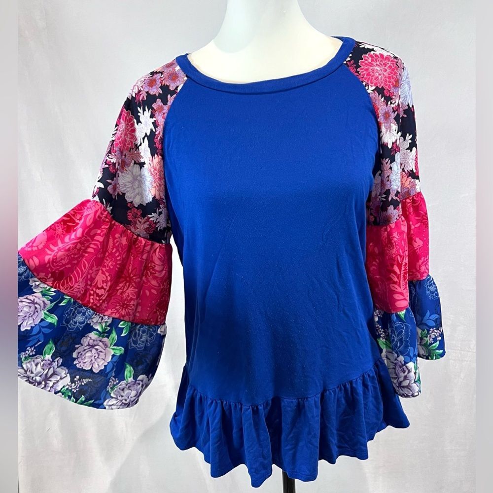 The Pioneer Woman mixed print boho peplum top size small